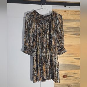 George Simonton Animal Print Gold Detailed Off the Shoulder Cheetah Print Blouse